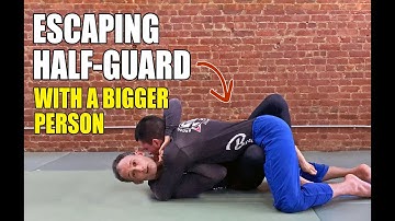 Half-Guard Escape (Into Triangle!) with a BIGGER Person (BJJ/Jiu-Jitsu)