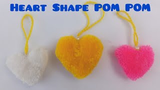 How To Make Heart Shape POM POM | Easy Pom Pom Heart Making ideas With Finger