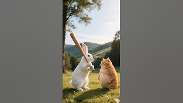 Rabbit and Cat Funny Video 😂 #funny #pets #animallife #cat