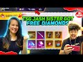 Free Dj Alok &amp; Diamonds In My Sister Id || Making Her Noob Account Pro - 10000💎 - Two Side Gamers