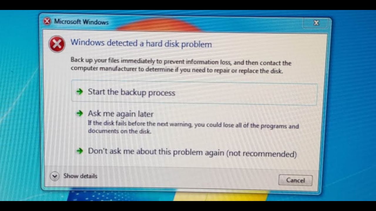 Fix Windows Detected a Hard Disk Problem on Windows 7 YouTube
