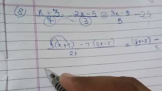 solve x+3/7 - 2x-5/3 = 3x-5 -25