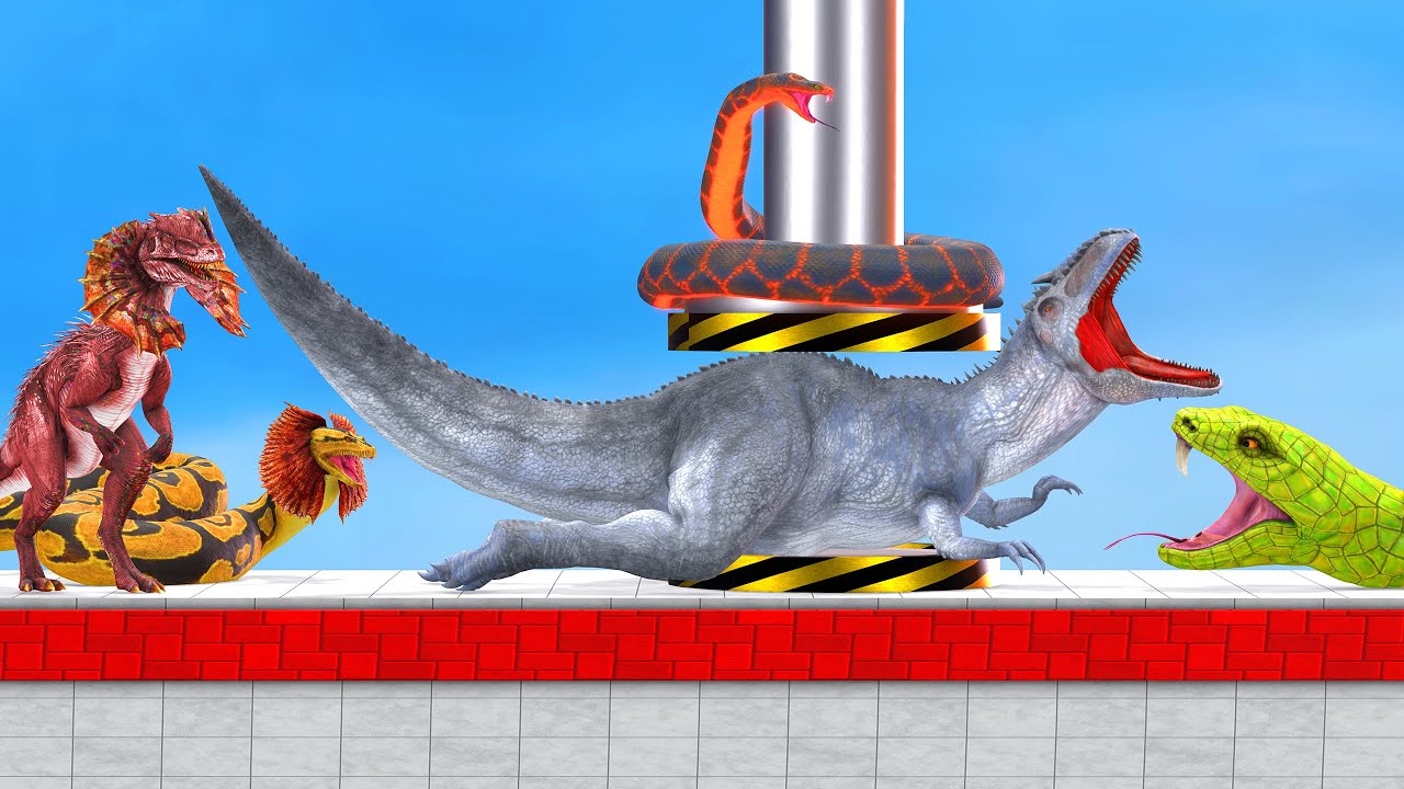 Who Can Run Away From The Hydraulic Press - Dinosaurs Vs Reptiles - Animal Revolt Battle Simulator