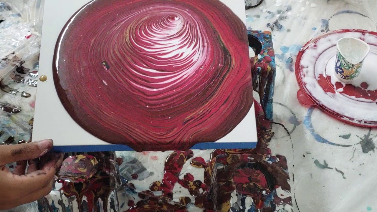 Acrylic Pouring Red Ring Swirl - Fluid Art - YouTube