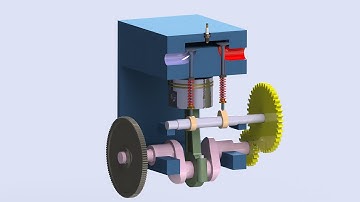 SolidWorks Animation- Piston Cylinder "Flat Head" Engine Project w/ CAD File