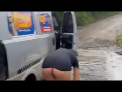 Cleaning Car in River Feat | Andrea Granda #beach #beauty #bikini #jennie #spanish #ecuador #hot #1k