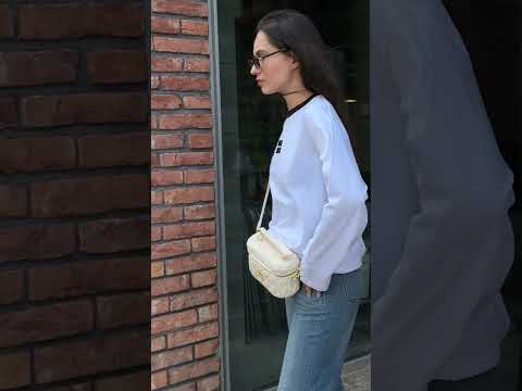 Лонгслів Cotton T-shirt with Embroidered Logo White/Black, видео 1