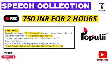 Populii Speech Collection Project  | 2024 | 235 Sentences | 750 INR online earning