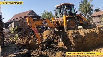 JCB Backhoe Loader Loading Soil On Tractor - Jcb Making Home Foundation 6