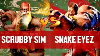 【SF6】SCRUBBY SIM(DHALSIM) vs SNAKE EYEZ(ZANGIEF) ▰ Street Fighter 6 | High Level Gameplay