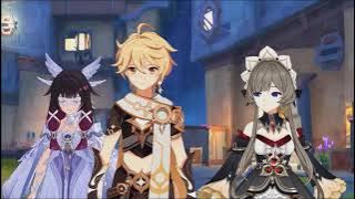 Sandrone teases Aether to see columbina's reaction [Genshin Animation]