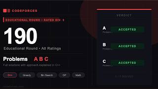Famous Educational Codeforces Round 190 (Div. 2) | A B C Full Solutions | C++ with Explanation Profile