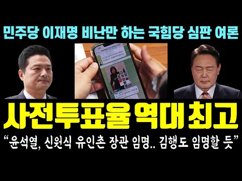 속보 떴다, 강서구청장 사전 투표율 22.64% 역대 최고ㄷㄷ 윤석열, 신원식 유인촌 장관 임명.. 김행도 임명할 듯 - 민주당 이재명 비난만 하는 국힘당 심판 여론