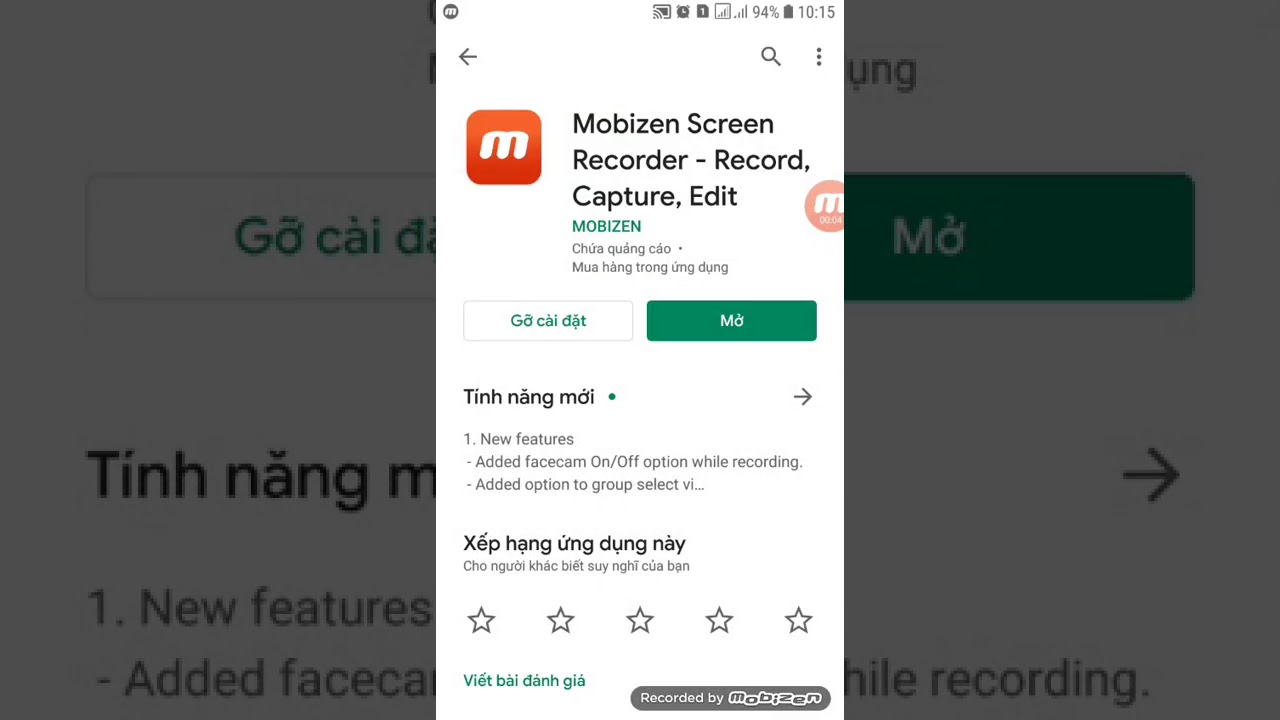 Mobizen Screen Recorder - Quay màn hình điện thoại không cần kết nối mạng nhanh chóng.