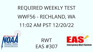 Washington State EOC Required Weekly Test - WWF56 - EAS #307 - 11:02 AM PST 12/20/22