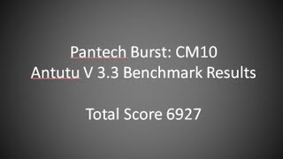 Pantech Test Results for AnTuTu Benchmark v3.3.  CM10 custom rom 4.1.2