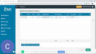 5. Surf Accounts Tutorial Part 5 - How to Enter  Multiple Purchase Invoices to Surf