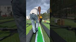 This is how to install an artificial grass football court. #artificialgrass #artificialturf