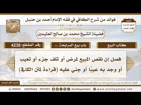 [4238] فصل إن نقص المبيع لمرض أو تلف جزء أو تعيب أو وجد به عيبًا أو جني عليه (قراءة لمتن الكافي)