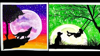 poster painting beginners moonlight easy colour