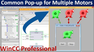 Common reusable pop-up screen for controlling multiple motors in WinCC Professional SCADA