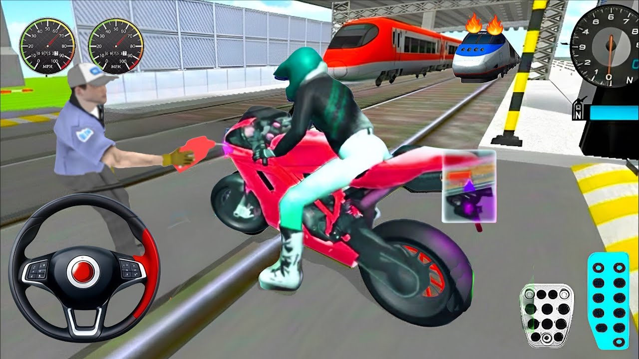 New Top Model Red Brand Bike Vs Bullet Train  Road 2026 - 3d Driving Class android game play || Car