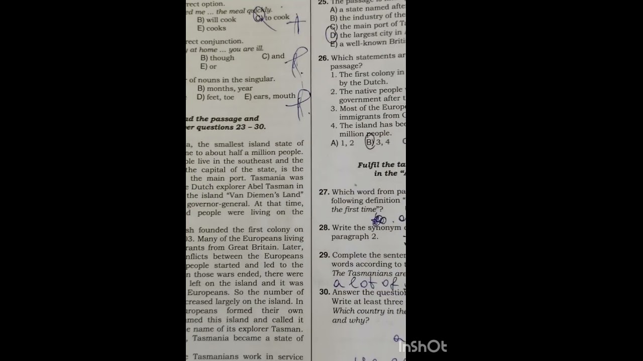 6 Aprel 2025 Buraxılış sualları və cavabları.İngilis dili