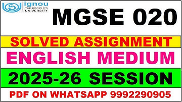 MGSE 020 solved assignment 2025-26 in English || mgse 020 solved assignment 2026 || mgse20 2025-26
