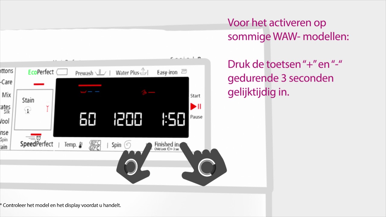 Offer Uitstroom Durven Hoe activeer of deactiveer ik het kinderslot van mijn wasmachine? - YouTube