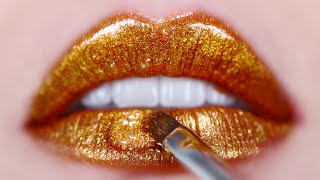 Hot Sexy Gold Lips Makeup Tutorial ( Liquid Lipstick )