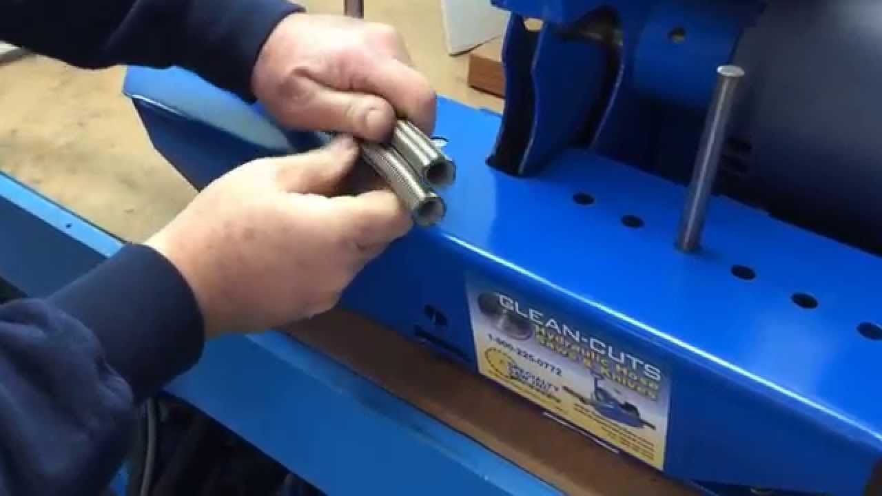 Cutting high pressure stainless steel braid wrapped teflon tube (not