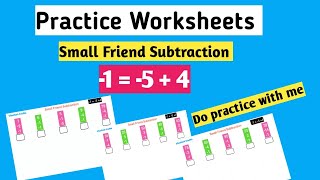 Practice worksheets with solution of Small Friend Subtraction formula (-1= -5 +4) on abacus |Level 1