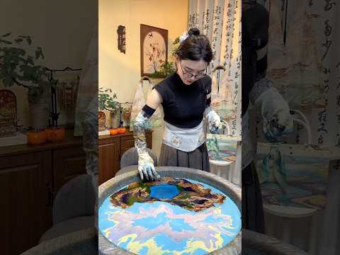 Use The Color Scheme Mix With Water To Have The Forest And The Sky For Made A Beautiful Bag Art