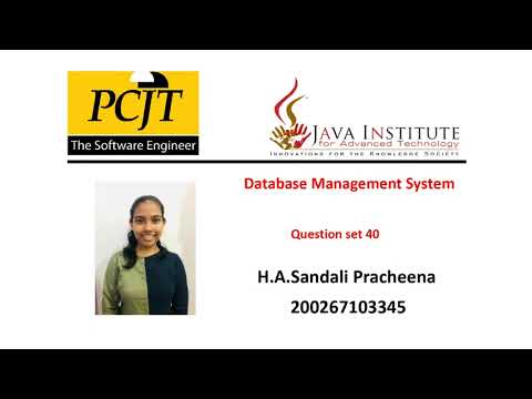 40. Database Management System | Task 40| 1st Year | Java Institute