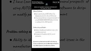 Software CAD Proficiency × Mechanical Engineering Summer Internship Report× Manufacturing Industry