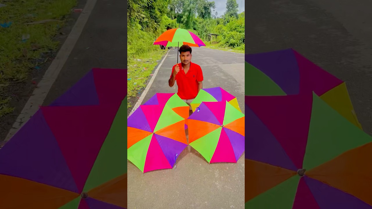 ☔️ 5 piece colourful umbrella ll unboxing and opening # umbrella 