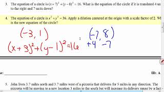 Geometry Translating and Dilating circles Lesson 95 recording