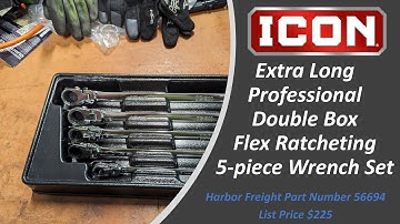 ICON Extra Long Professional Double Box Flex Ratcheting Wrench Set - 56694
