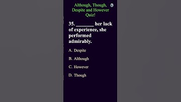 Conjunctions Quiz #part12 | Although, Though, Despite and However Quiz #english #quiz #grammarquiz