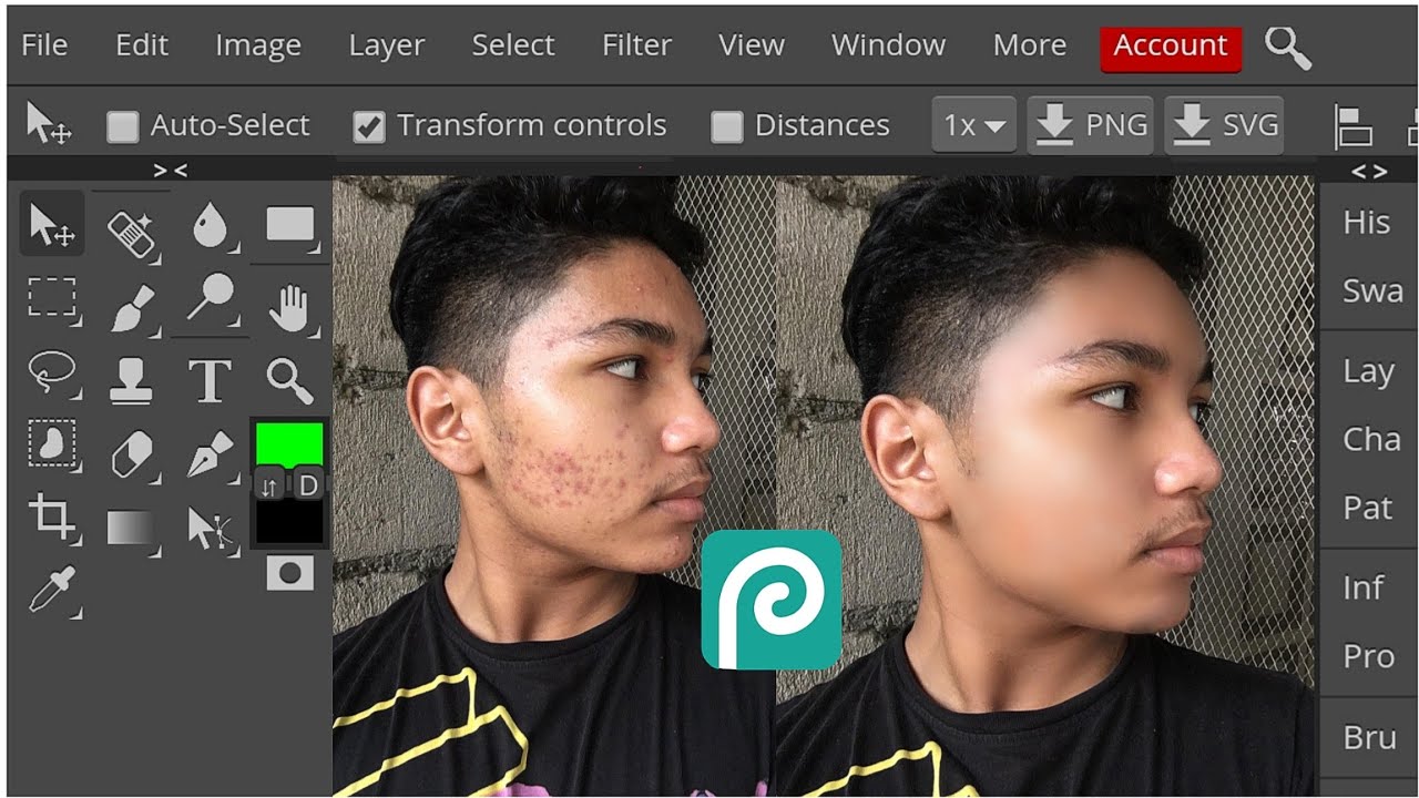 Photoshop on smartphone 📱  Skin smoothing By Photopea Application || Face Retouching in Photopea