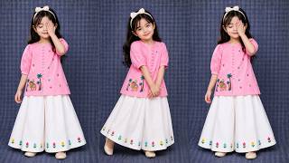 Eid Special open cut baby frock with Palazzo pant cutting and stitching| Viral Sticker dress design