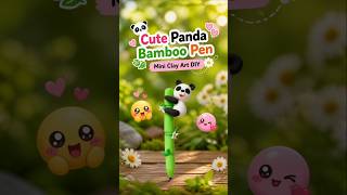 Cute Panda Bamboo Pen 🐼💚 Mini Clay Art DIY 😍 #shorts