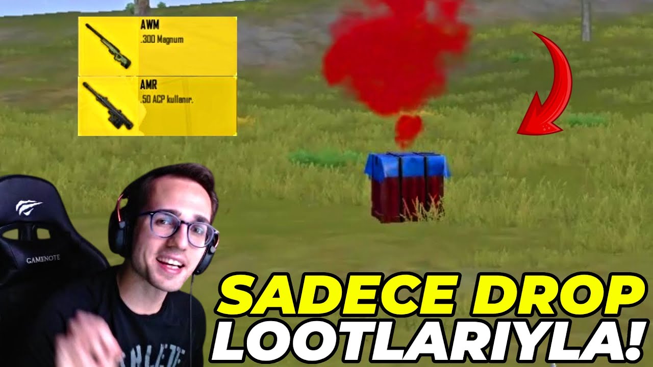 SADECE DROP LOOTLARIYLA WIN ALMAK? (AWM,AMR,MG3) PUBG MOBILE