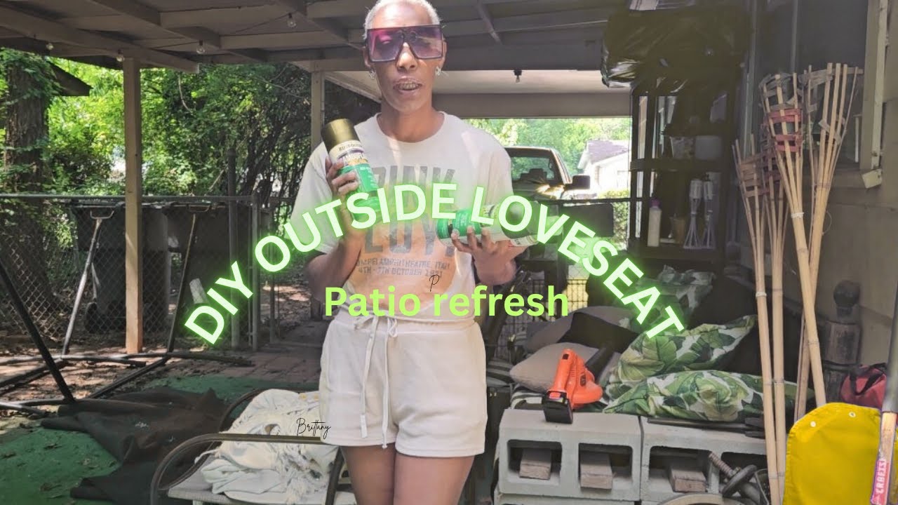 DIY  outside loveseat + Patio refresh +Front yard cleanup. 