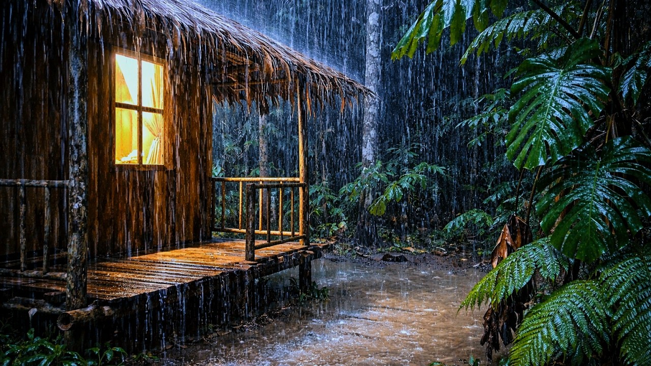 Watch 99% Beat Insomnia | Heavy Rain Pounding Wooden Cabin in Tropical Forest 🌧️ on YouTube Watch 99% Beat Insomnia | Heavy Rain Pounding Wooden Cabin in Tropical Forest 🌧️ on YouTube