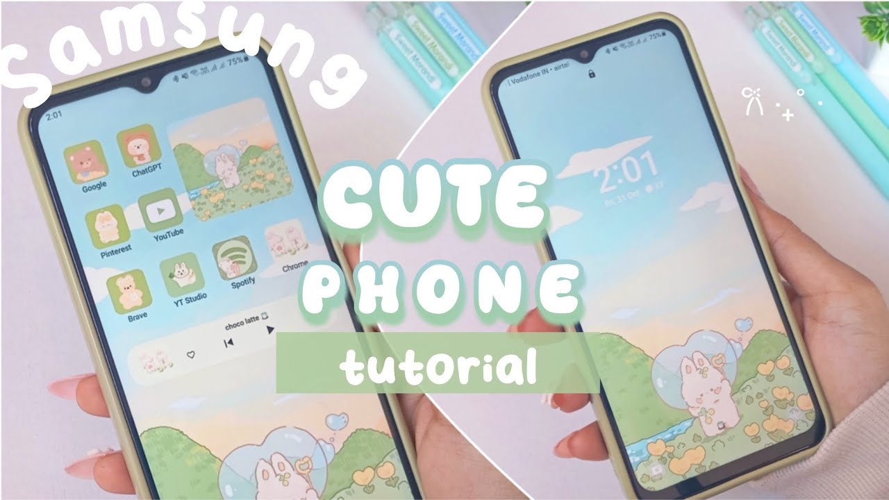 TURN YOUR PHONE INTO KAWAII AESTHETIC | STEP BY STEP SAMSUNG ...