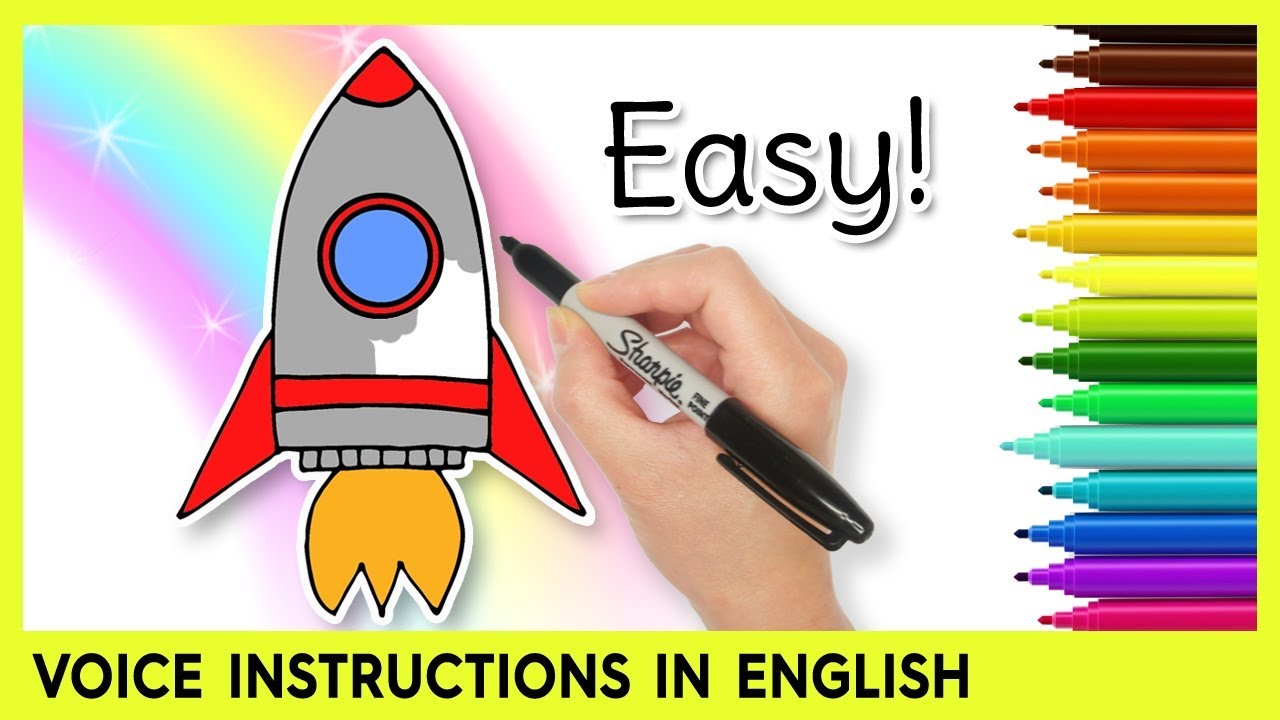 How to Draw a ROCKET SHIP! Easy Learning Video for Kids - YouTube