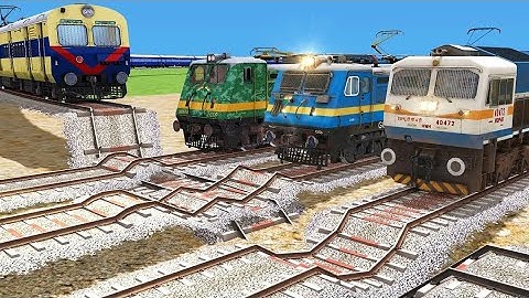 4 TRAINS CROSSING ON BUMPY FORKED RAILROAD CROSSING | Train Simulator 2022 #railroad