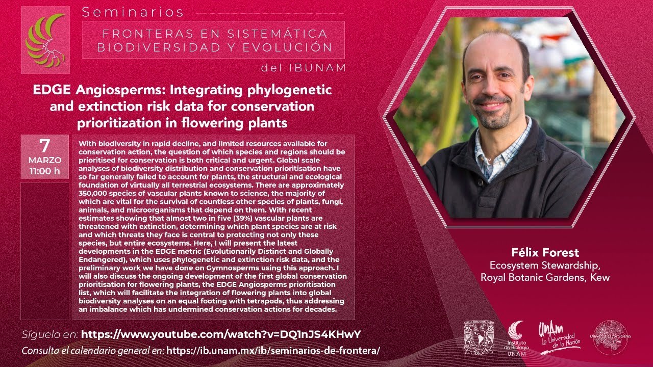 Seminarios de frontera "Integrating phylogenetic and extinction risk data for conservation..."