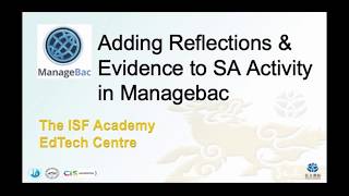 Managebac Adding SA Reflection
